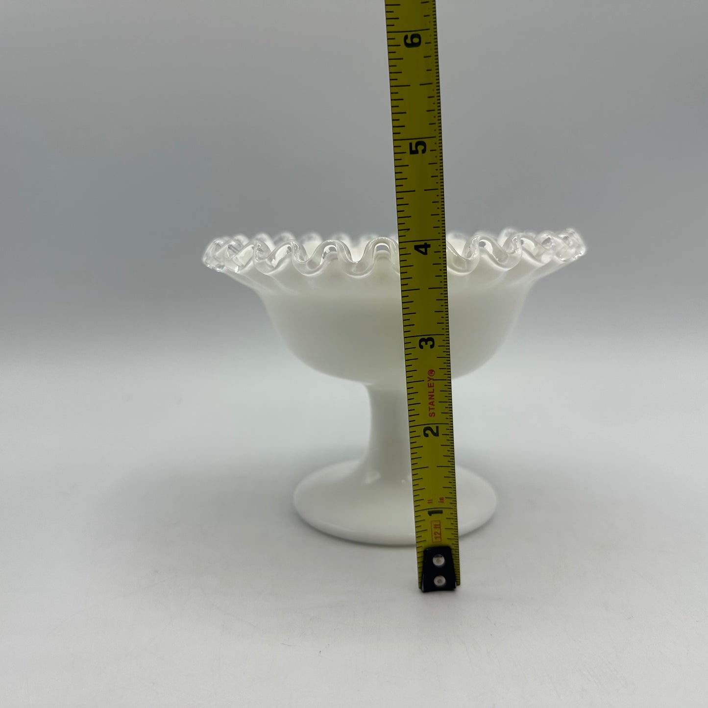 Fenton Silvercrest Pedestal Bowl, Ruffled Edges