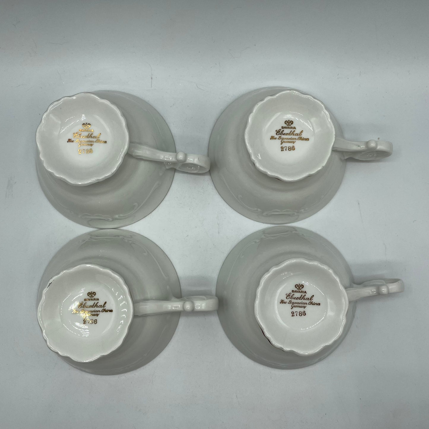 Eberthal Bavaria Cup & Saucer, Brown with Gold Accents, Set of 4