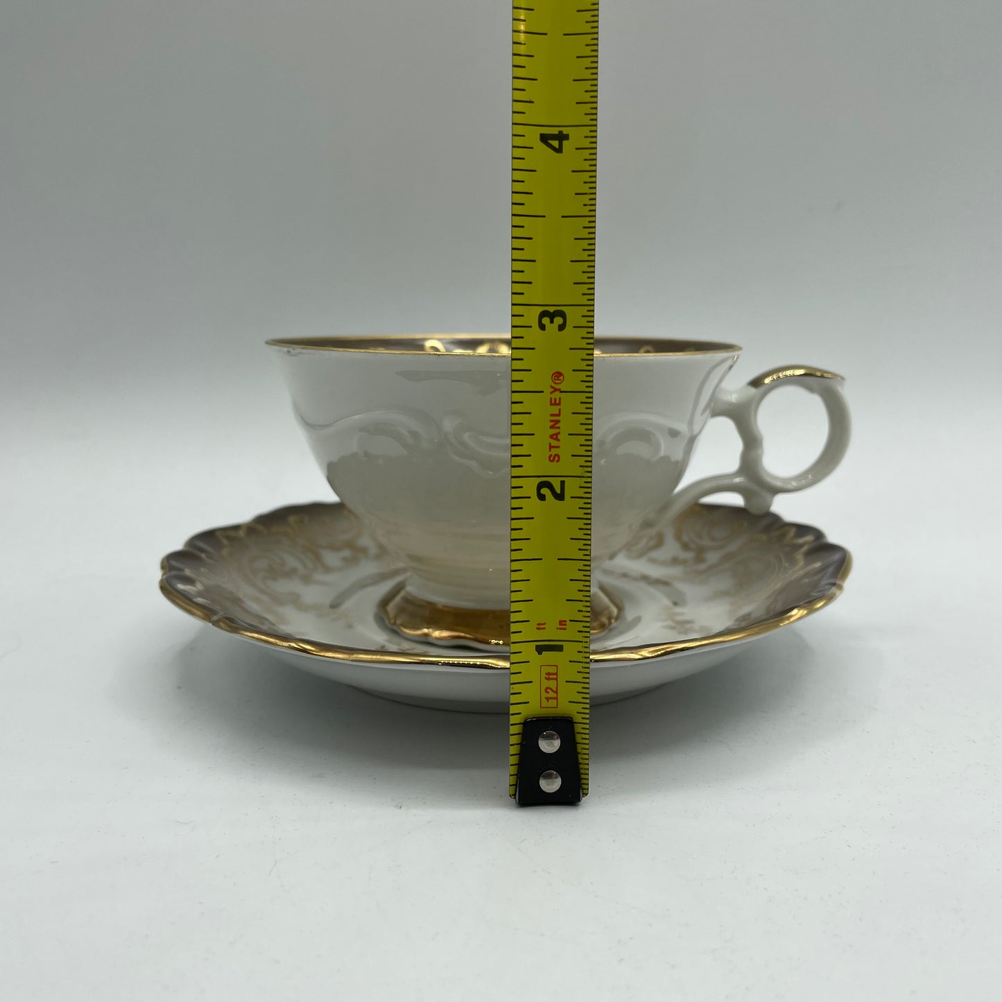 Eberthal Bavaria Cup & Saucer, Brown with Gold Accents, Set of 4