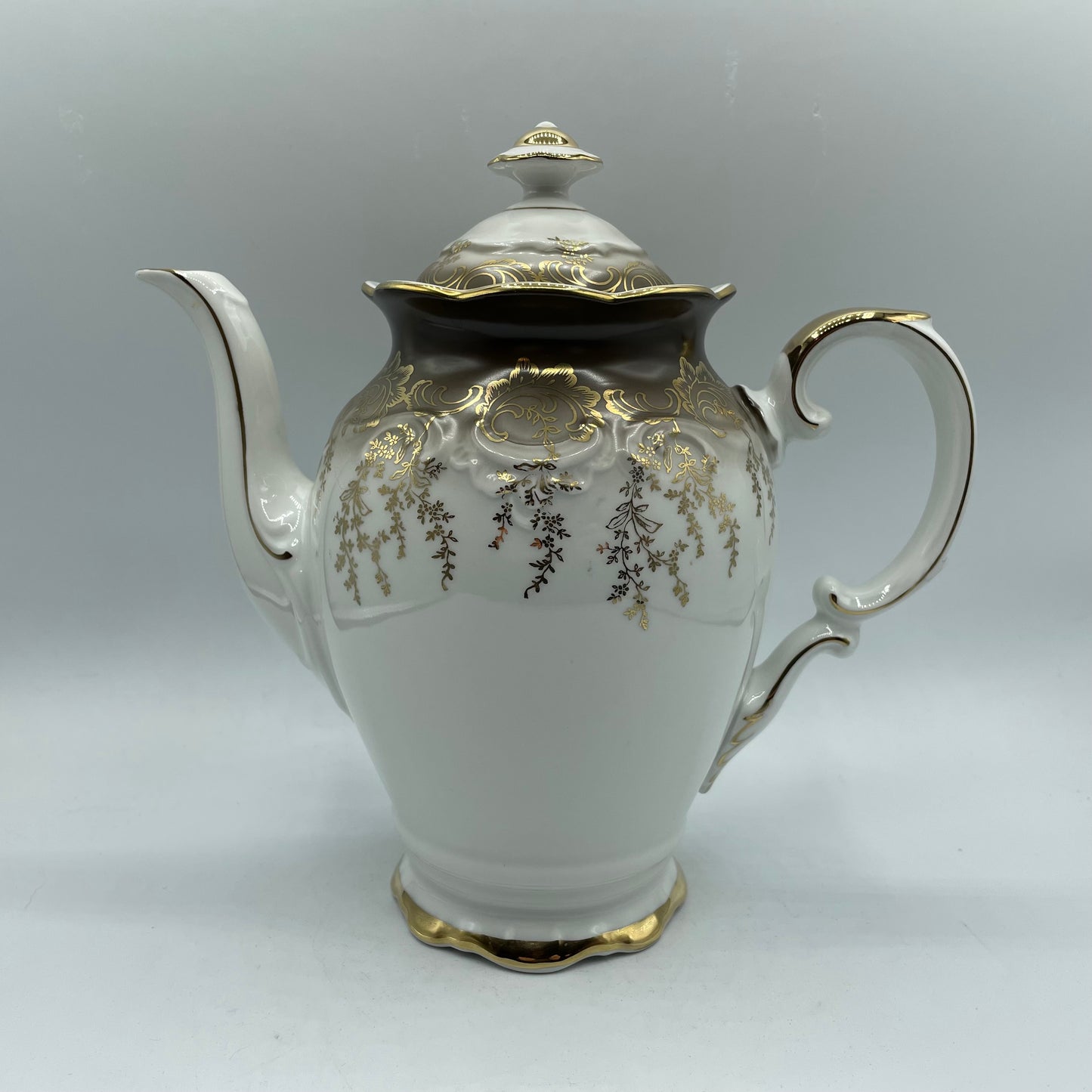 Eberthal Bavaria Coffee Pot, Brown with Gold Accents