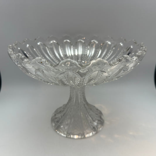 Duncan and Miller Compote with Mardi Gras Pattern and Sawtooth Edge