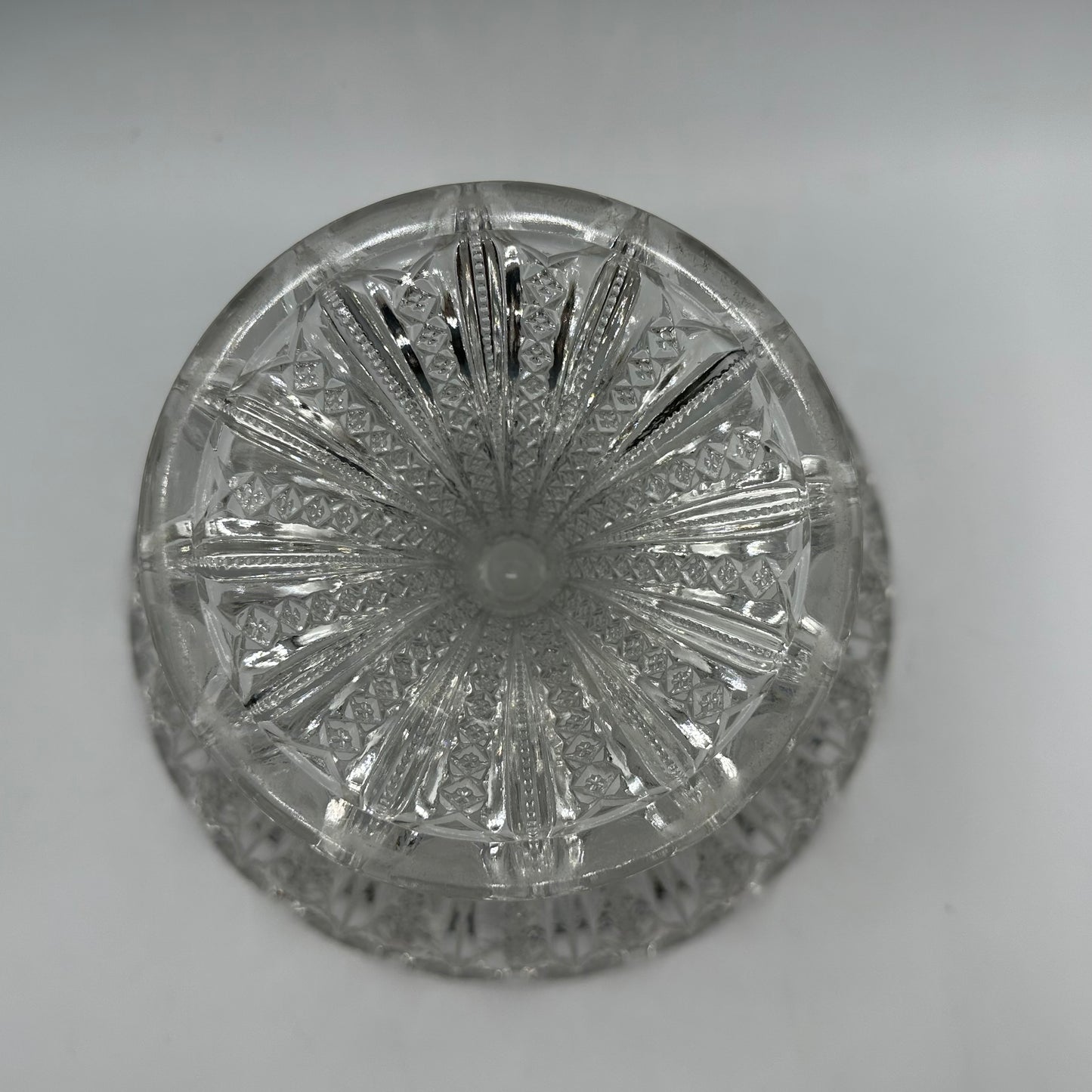 Duncan and Miller Compote with Mardi Gras Pattern and Sawtooth Edge