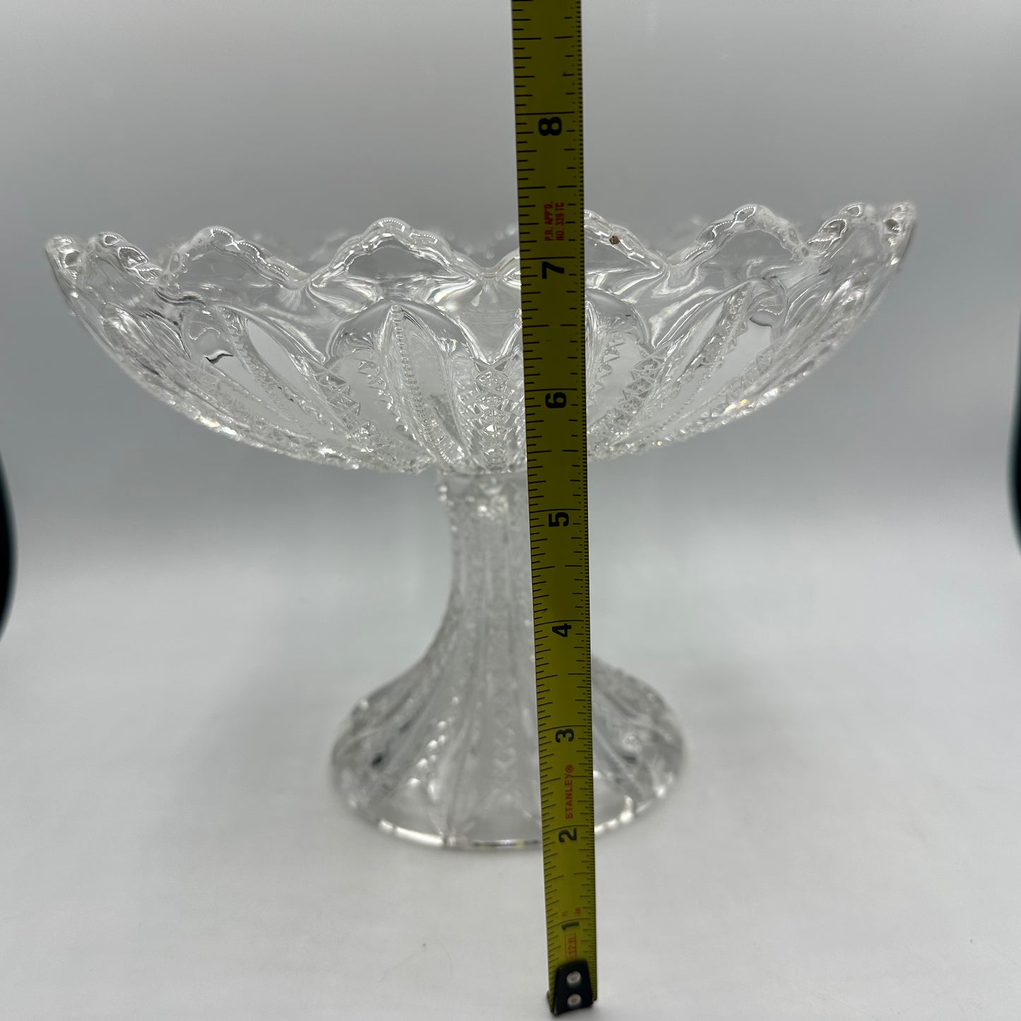 Duncan and Miller Compote with Mardi Gras Pattern and Sawtooth Edge