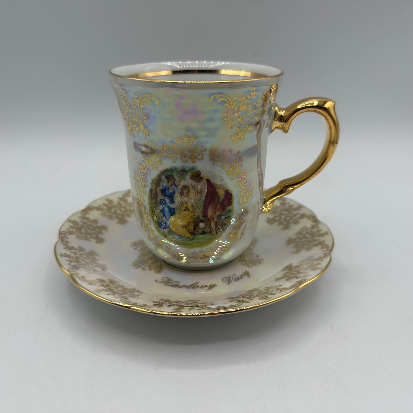 Czech Republic Gold Gilded Cup and Saucer
