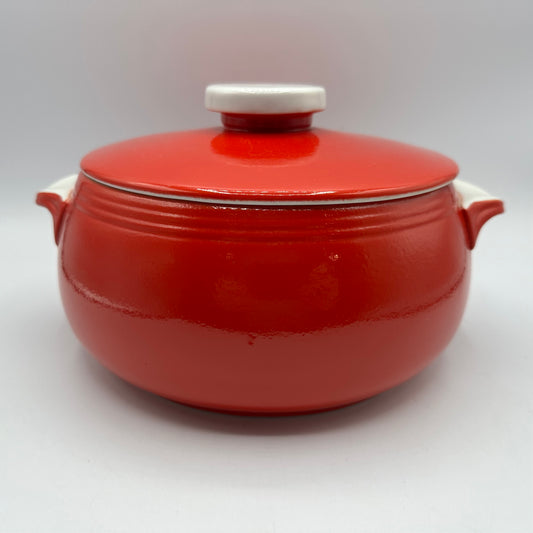 Hall Pottery Chinese Red Bean Pot 1940s Handled