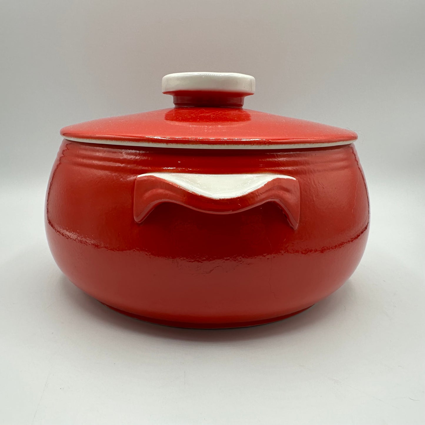Hall Pottery Chinese Red Bean Pot 1940s Handled