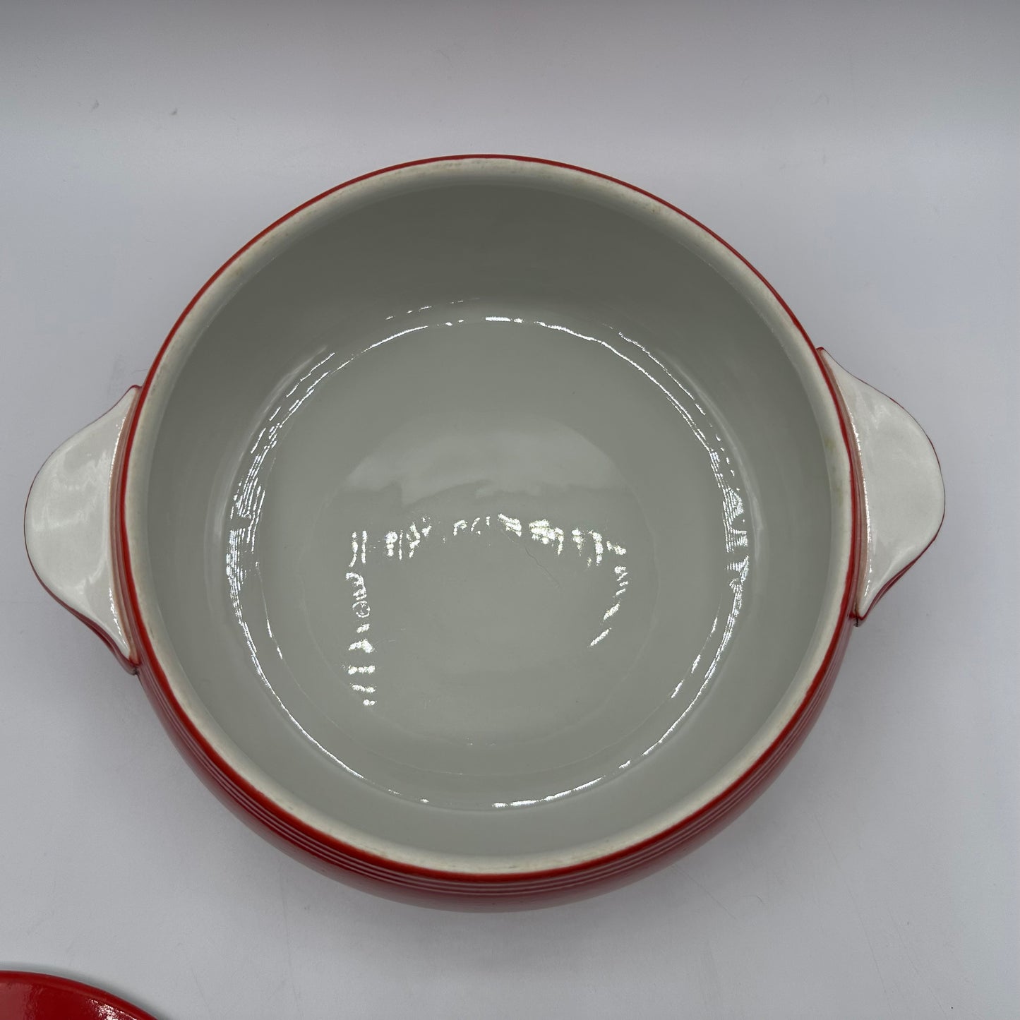 Hall Pottery Chinese Red Bean Pot 1940s Handled