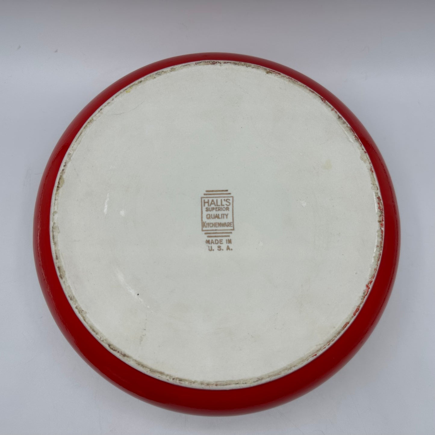 Hall Pottery Chinese Red Bean Pot 1940s Handled
