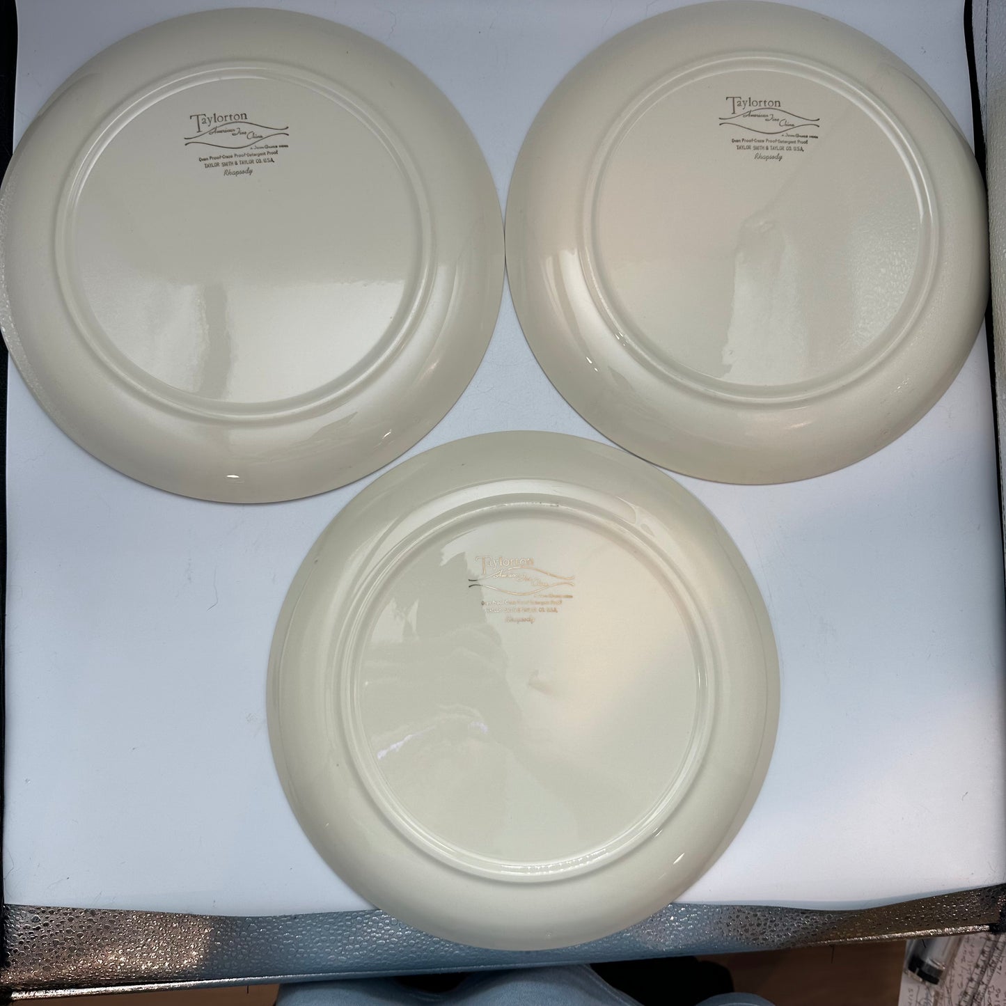 Taylor Smith & Taylor Co 10" Dinner Plates, Rhapsody Pattern, Set of 7