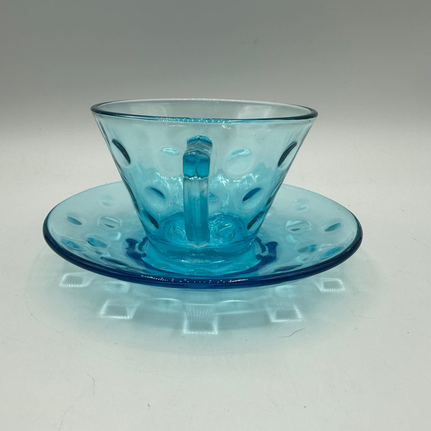 Hazel Atlas Turquoise Blue Capri Dot Cup & Saucer