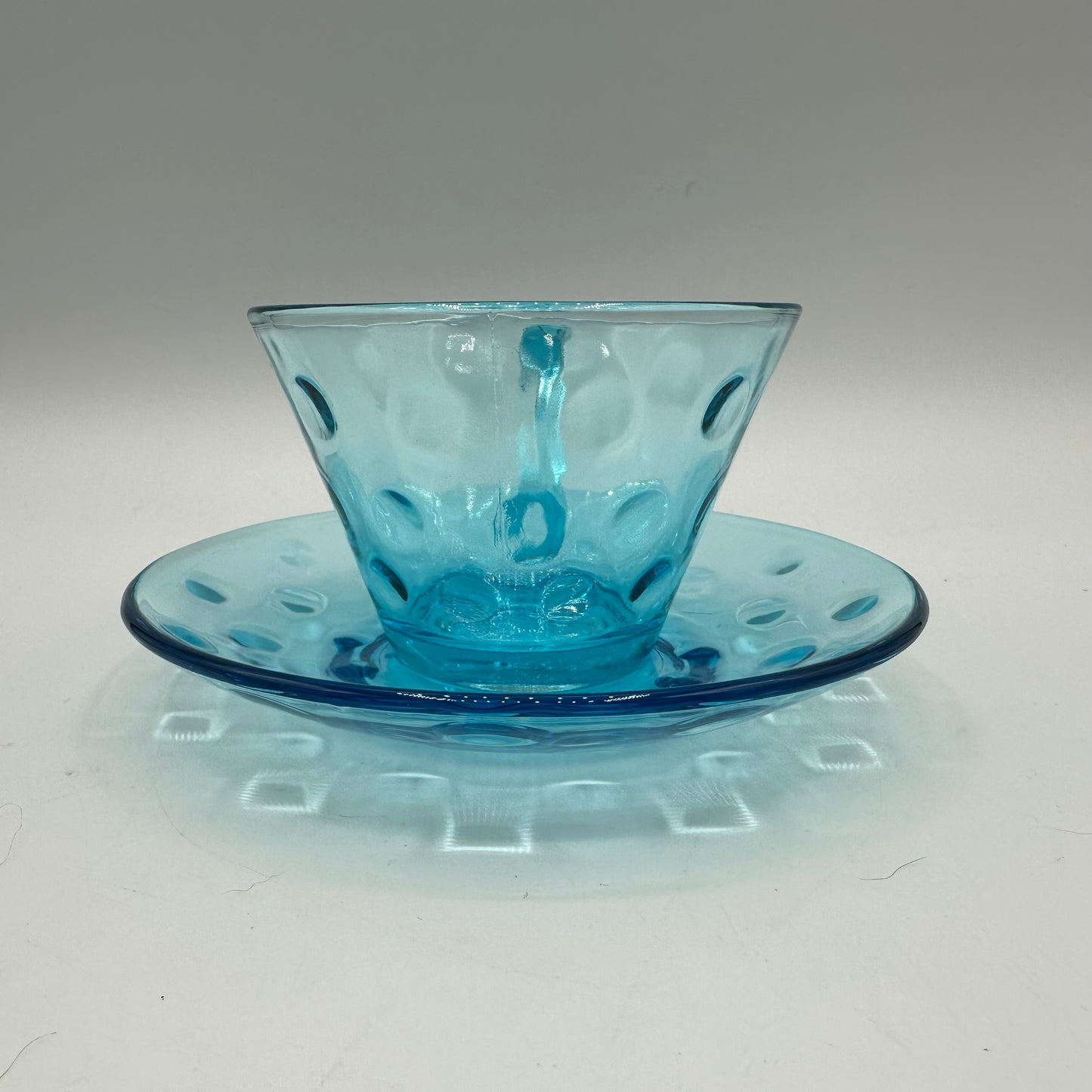 Hazel Atlas Turquoise Blue Capri Dot Cup & Saucer