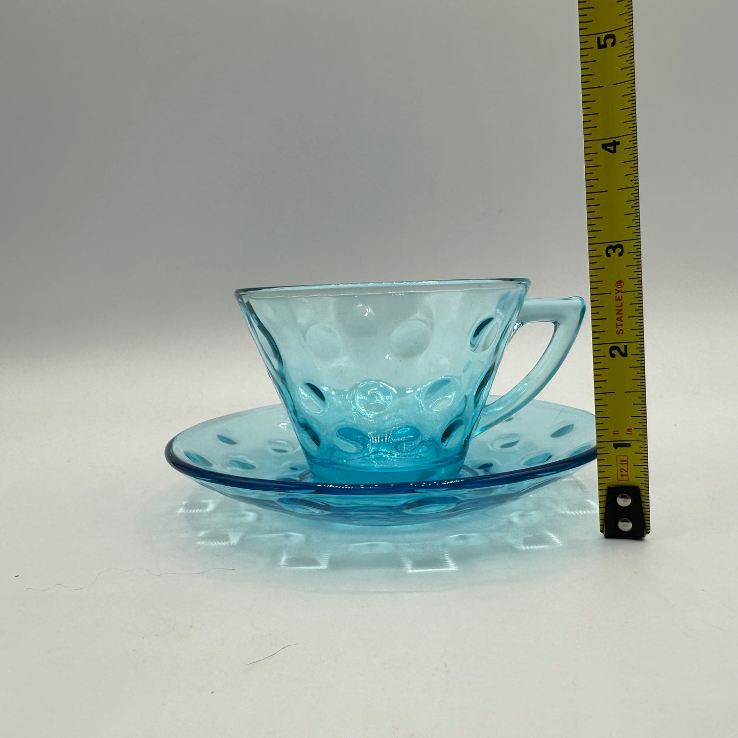 Hazel Atlas Turquoise Blue Capri Dot Cup & Saucer