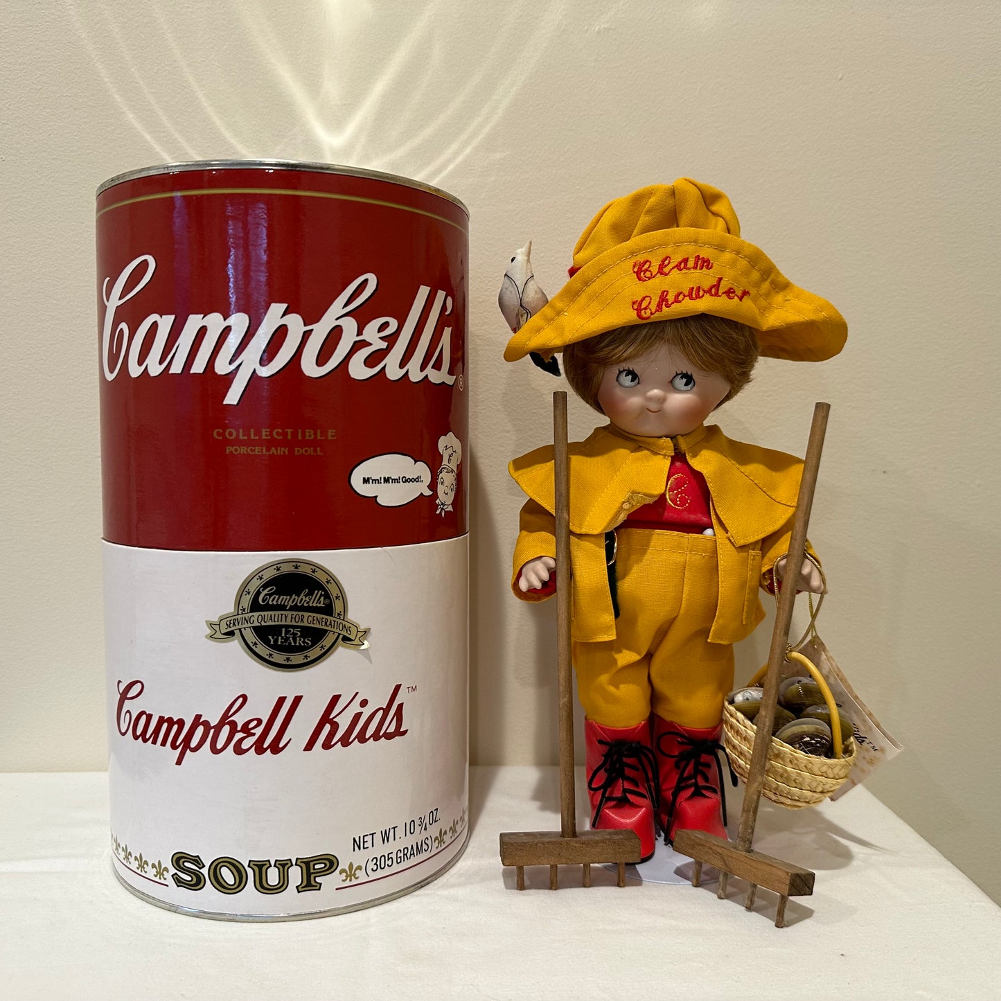 Campbell Kids at Work Series Collectible Porcelain Doll "Clam Digger"