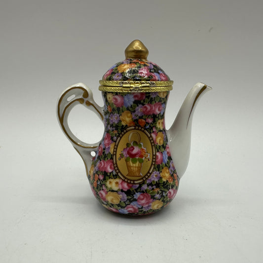 Manufaktur Porzellan Teapot Trinket Box, Chinz Floral Design