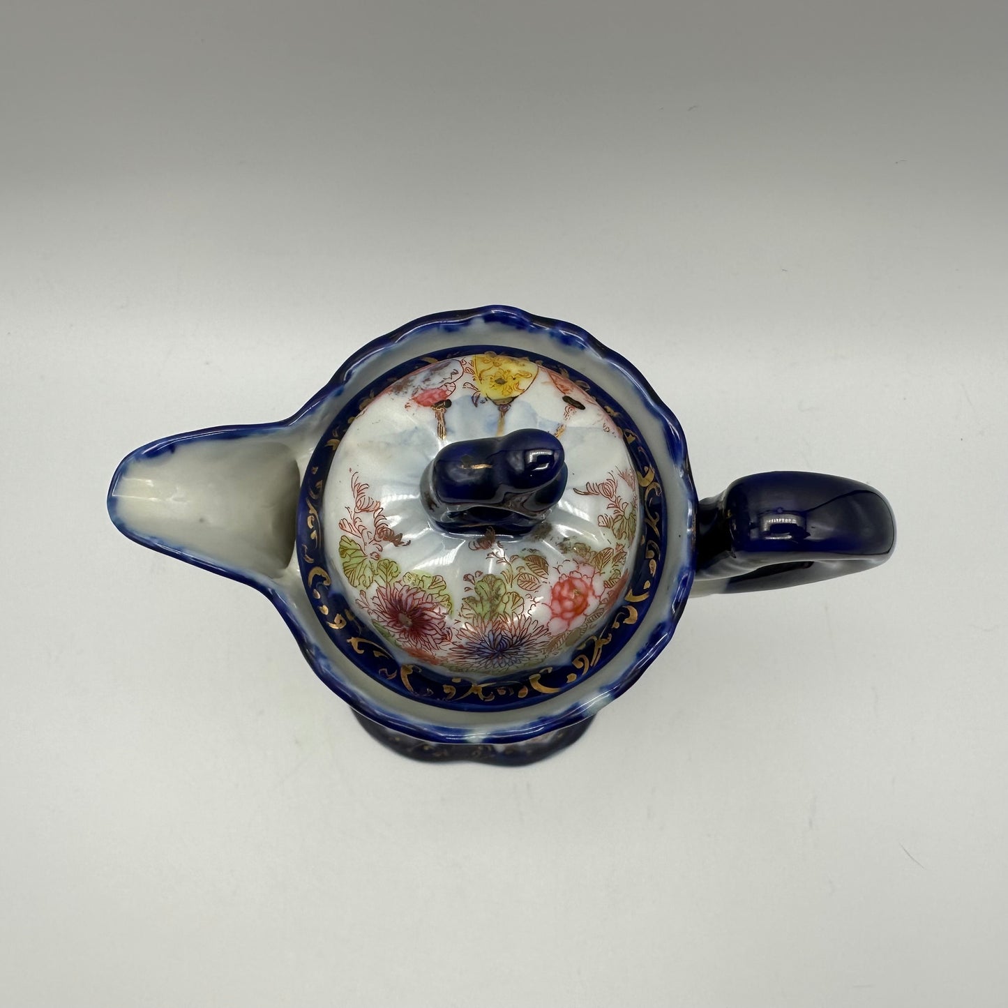 Japenese Hand Painted Geisha Blue Chocolate Pot
