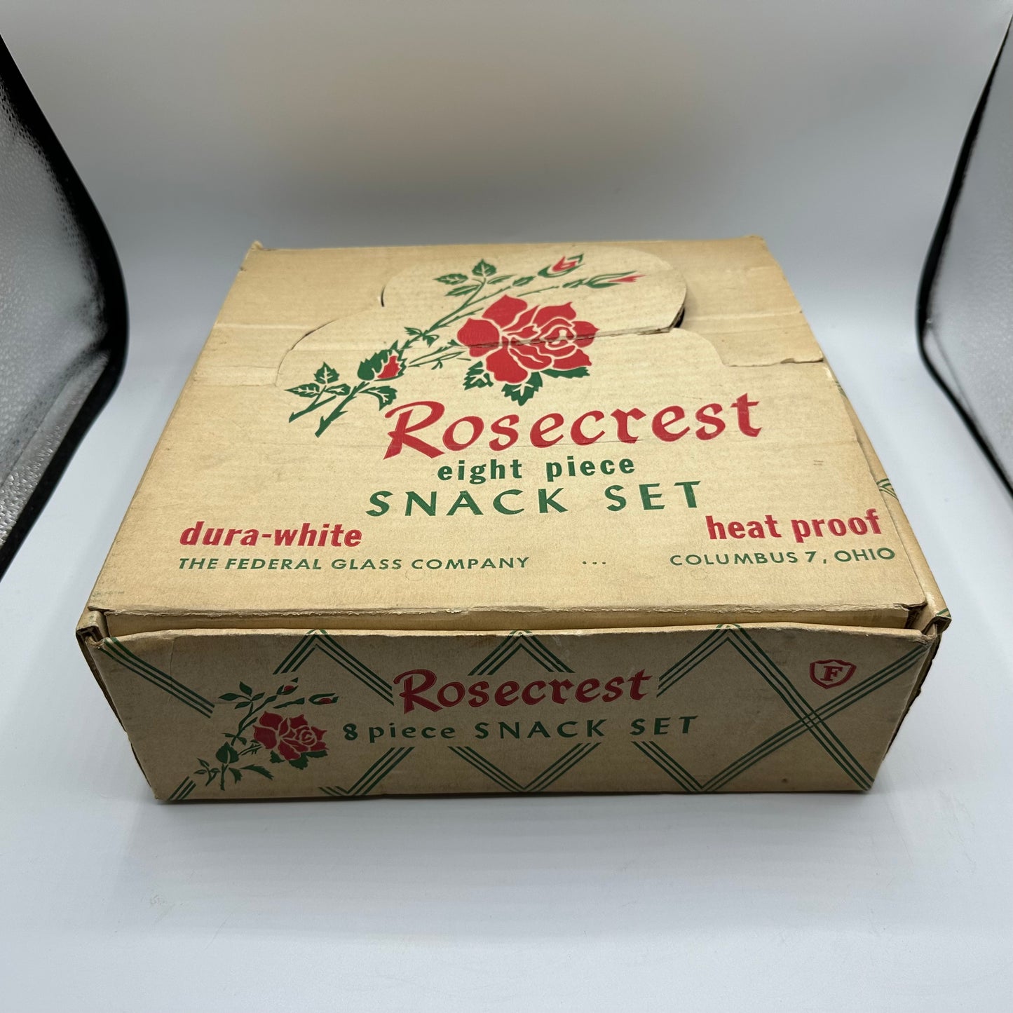 Federal Glass Rosecrest Snack Set, 8 Piece Set