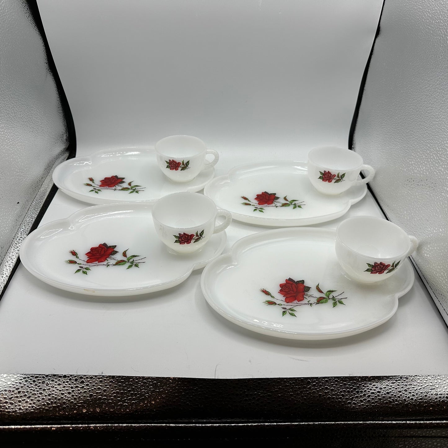 Federal Glass Rosecrest Snack Set, 8 Piece Set