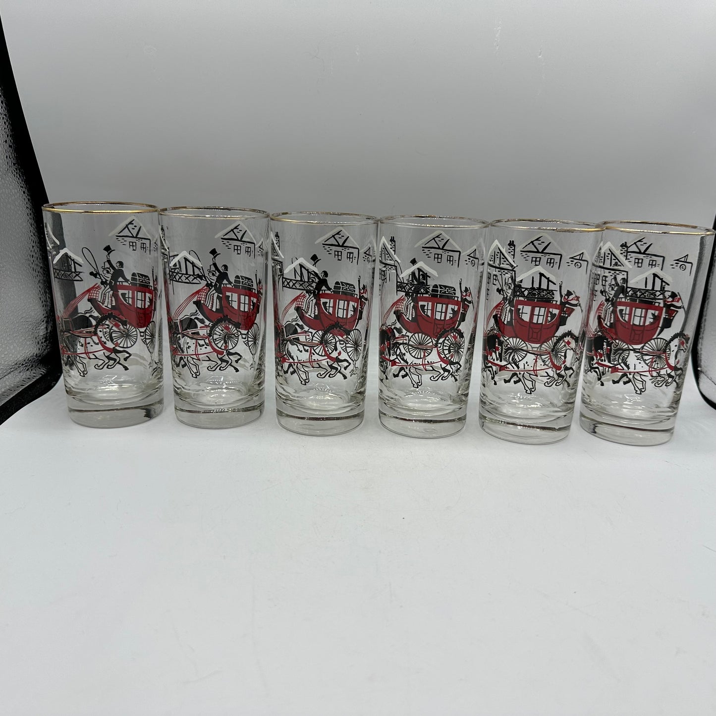 Libbey Stagecoach Tumblers with Carrier, Set of 6