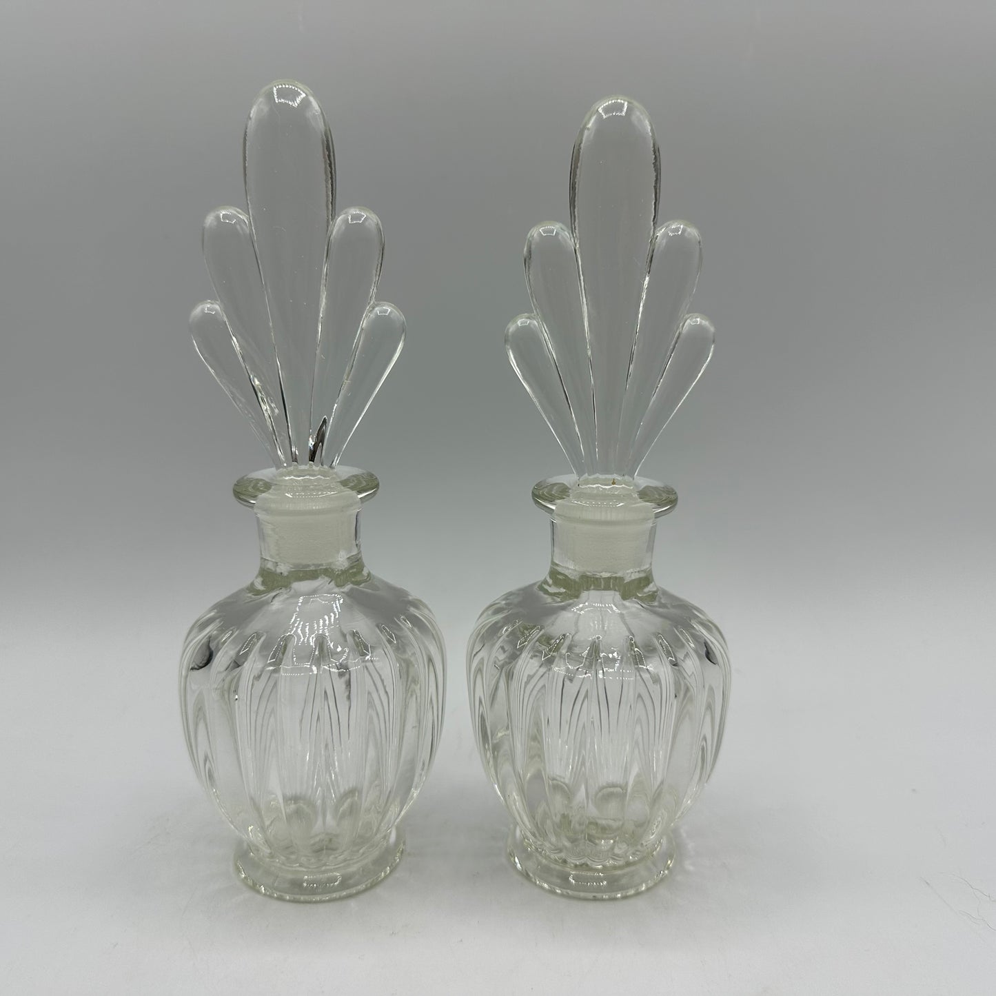 Art Deco Perfume Bottles, Clear, Set of 2