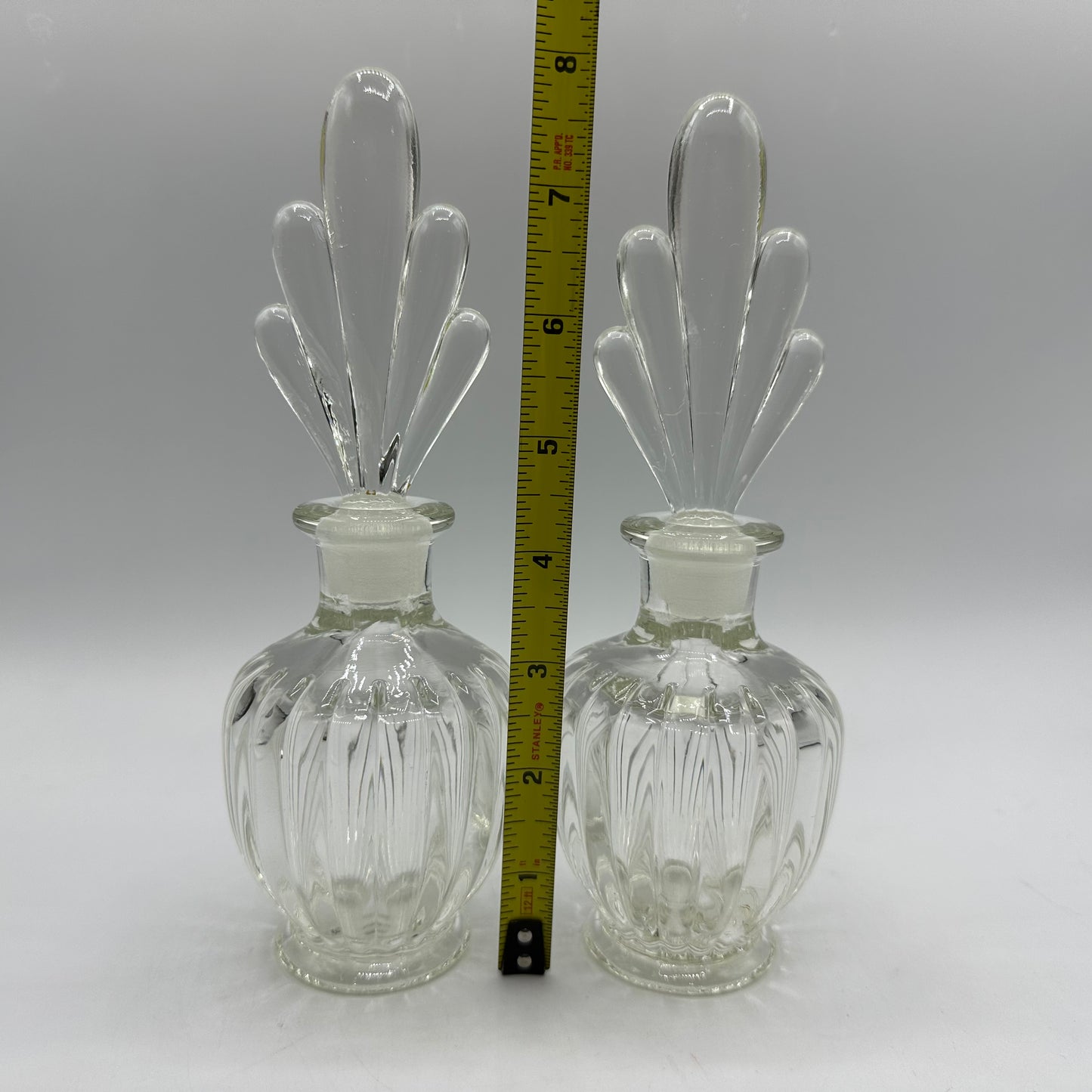 Art Deco Perfume Bottles, Clear, Set of 2