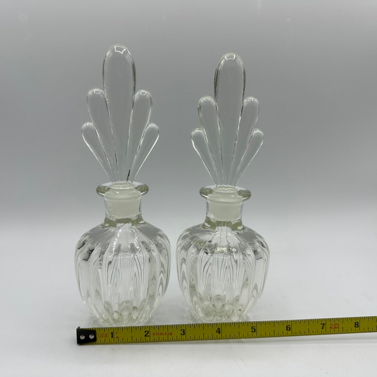 Art Deco Perfume Bottles, Clear, Set of 2
