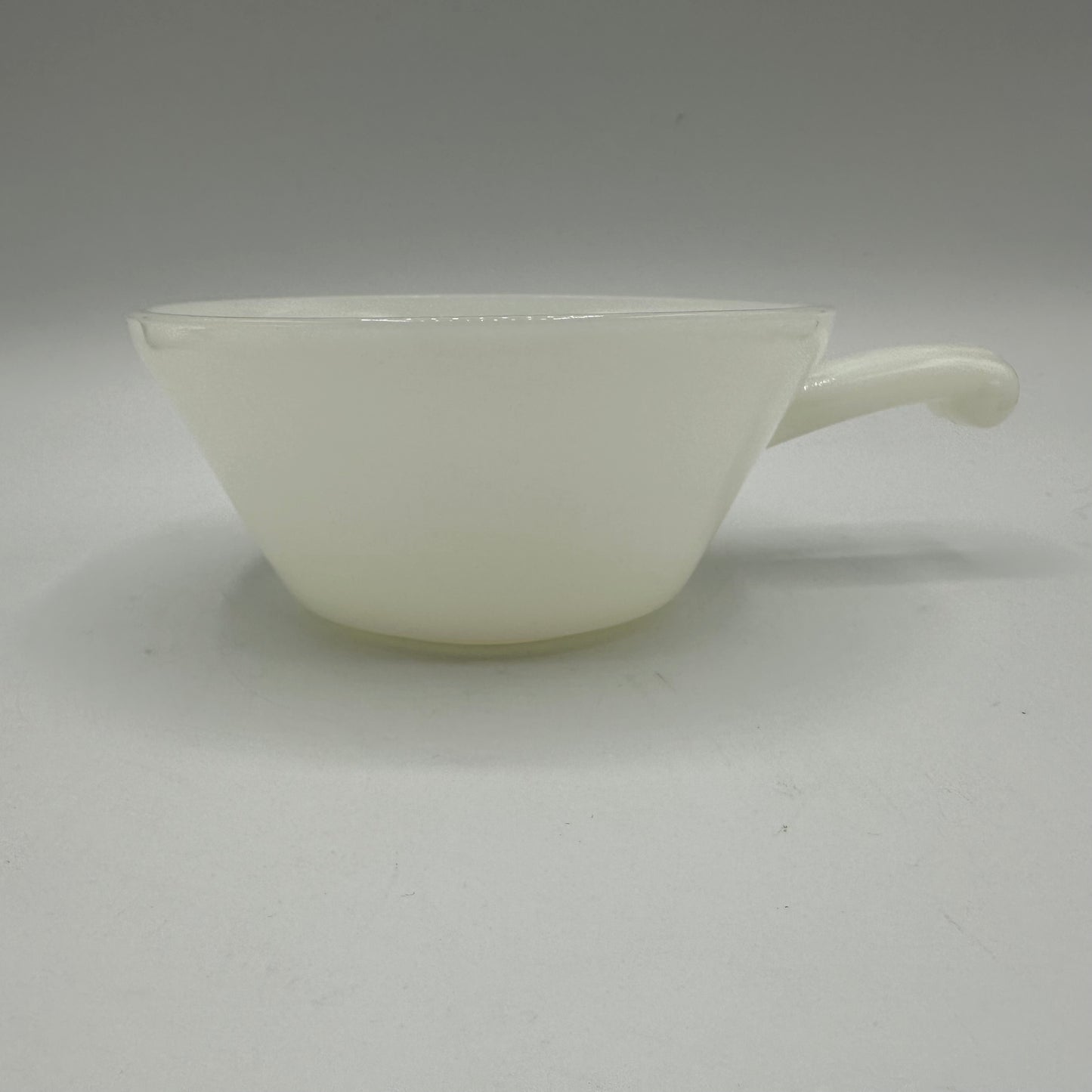 Glasbake Milk Glass Soup Bowls Handled Atomic Starburst, Set of 2