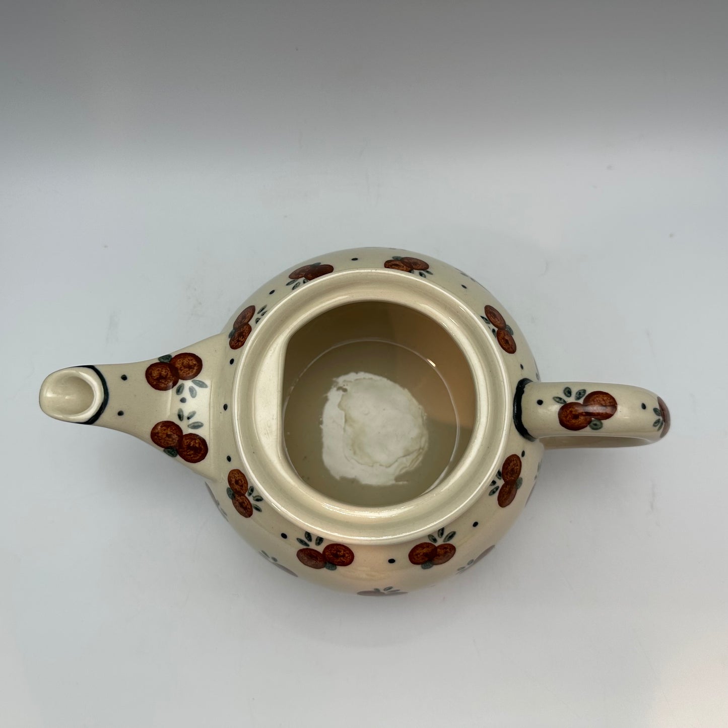 Boleslawiec Polish Pottery Teapot, Cherry Pattern, 5" Tall