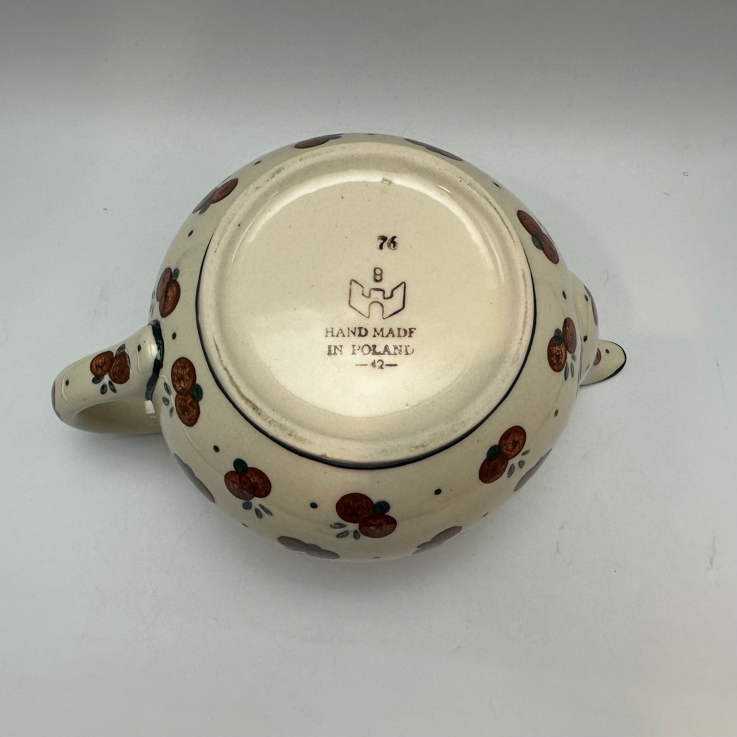 Boleslawiec Polish Pottery Teapot, Cherry Pattern, 5" Tall