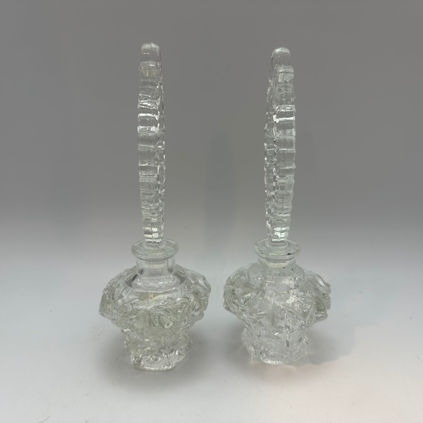 Glass Perfume Bottles, Floral Design, Set of 2