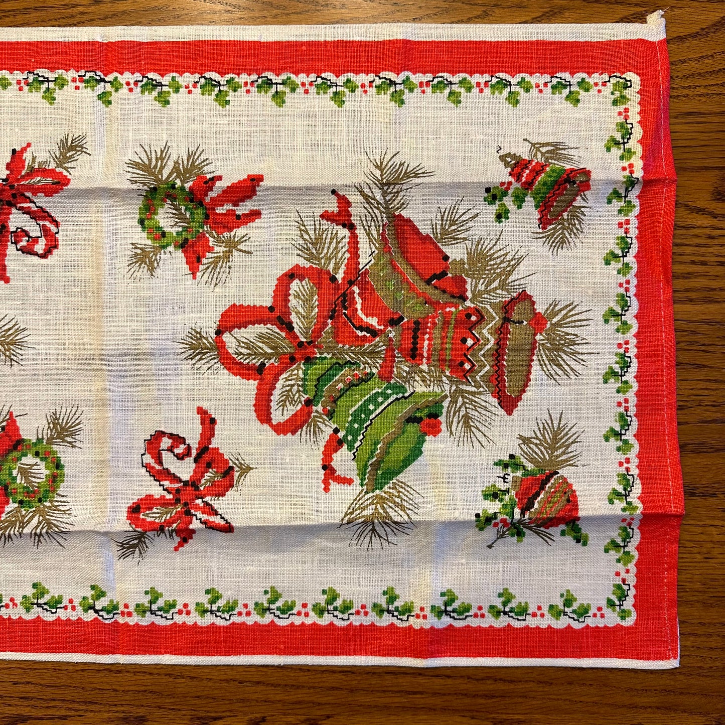 Christmas Linen Towel, New, Vintage