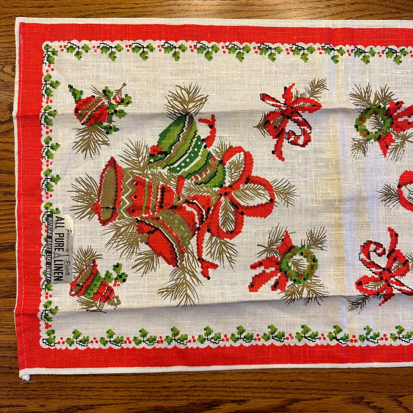 Christmas Linen Towel, New, Vintage