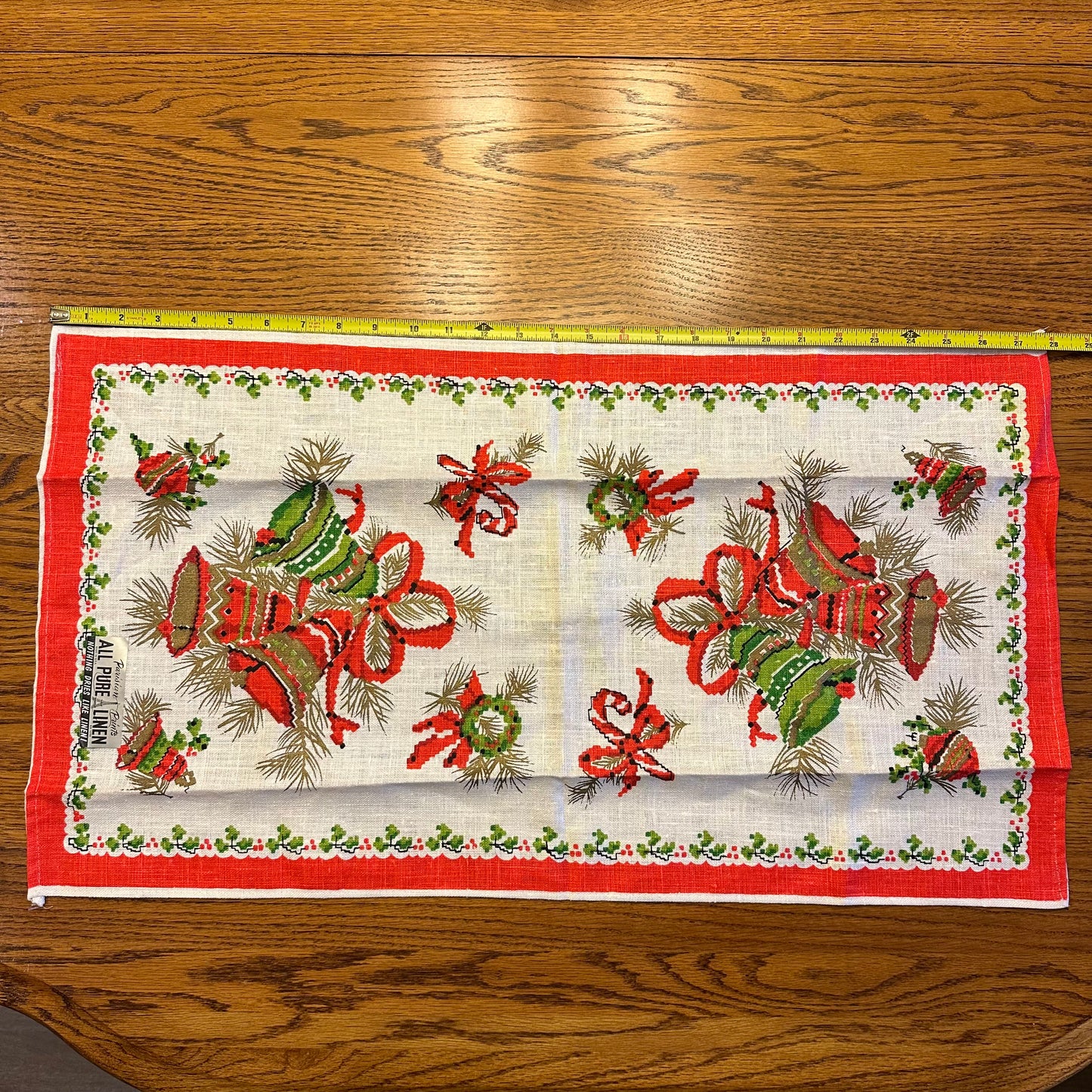 Christmas Linen Towel, New, Vintage