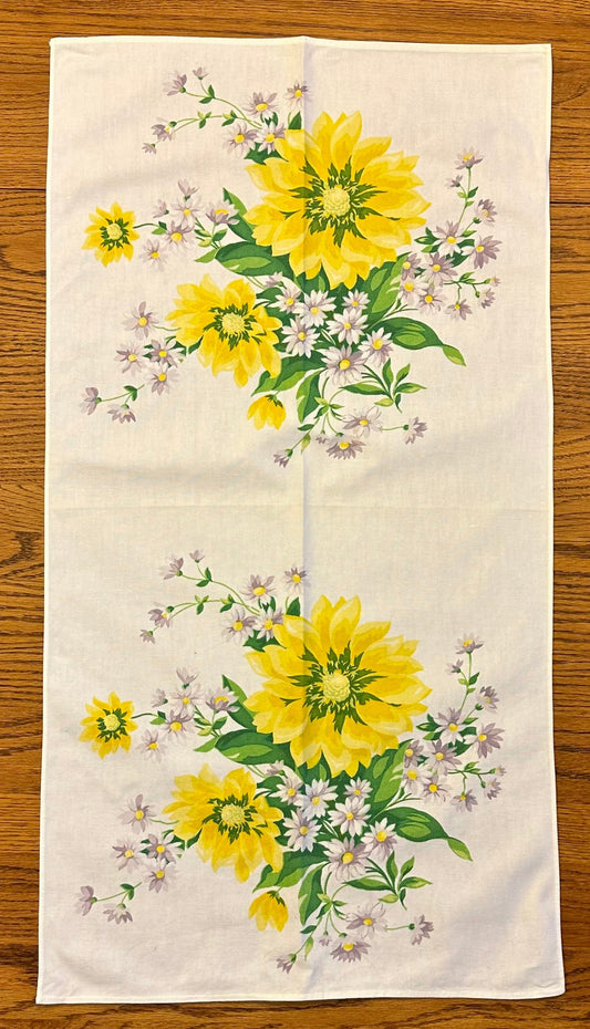 Floral Table Scarf -Yellow and Purple Flowers