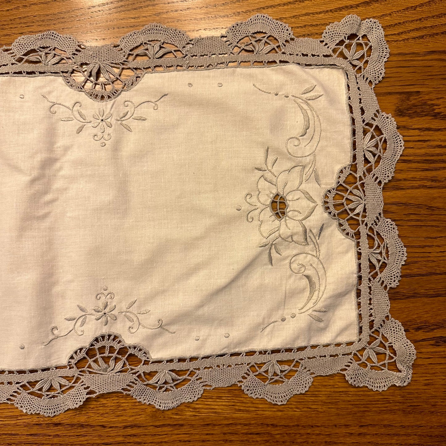 Gray and Ivory Table Scarf