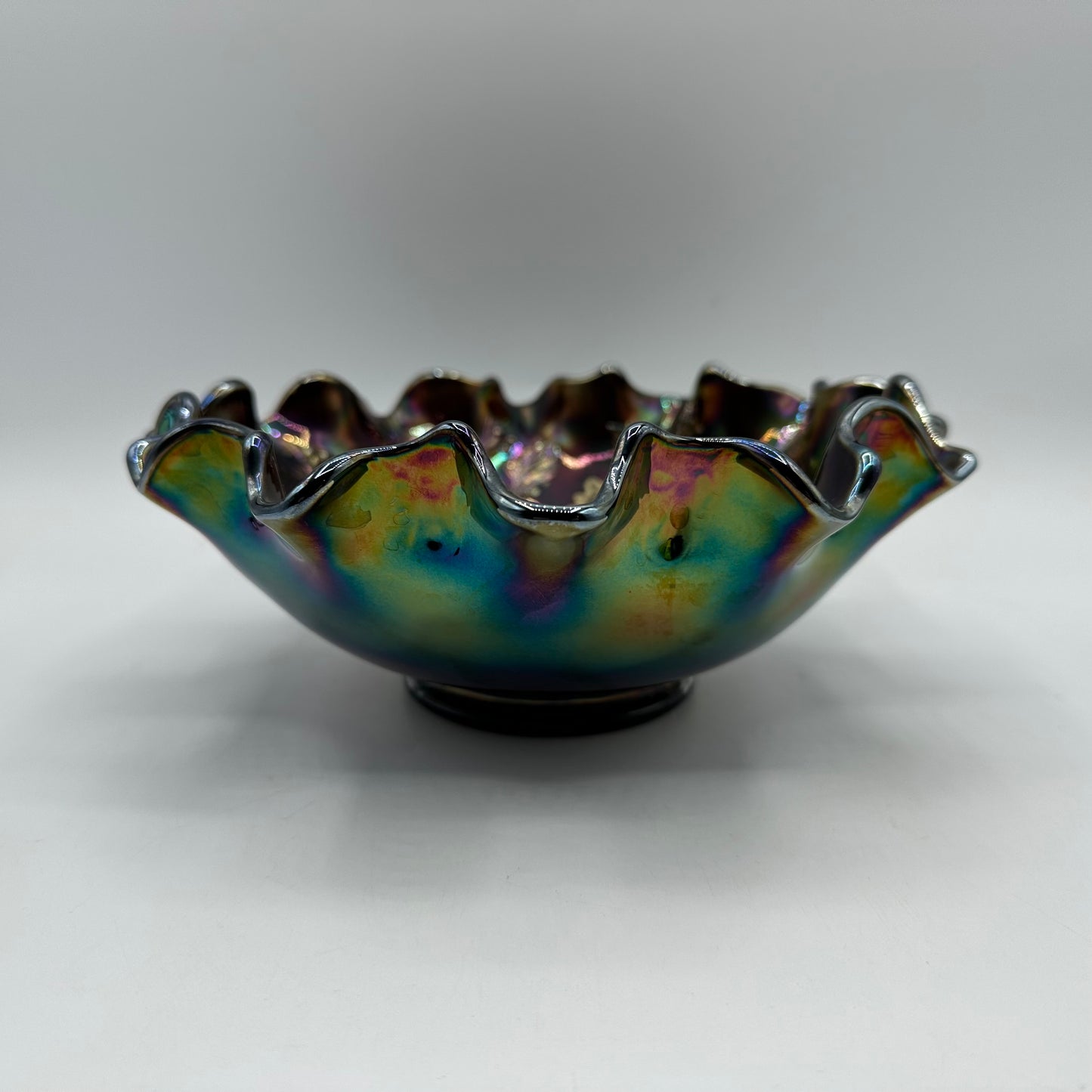 Fenton Amethyst Carnival Holly & Berries Bowl