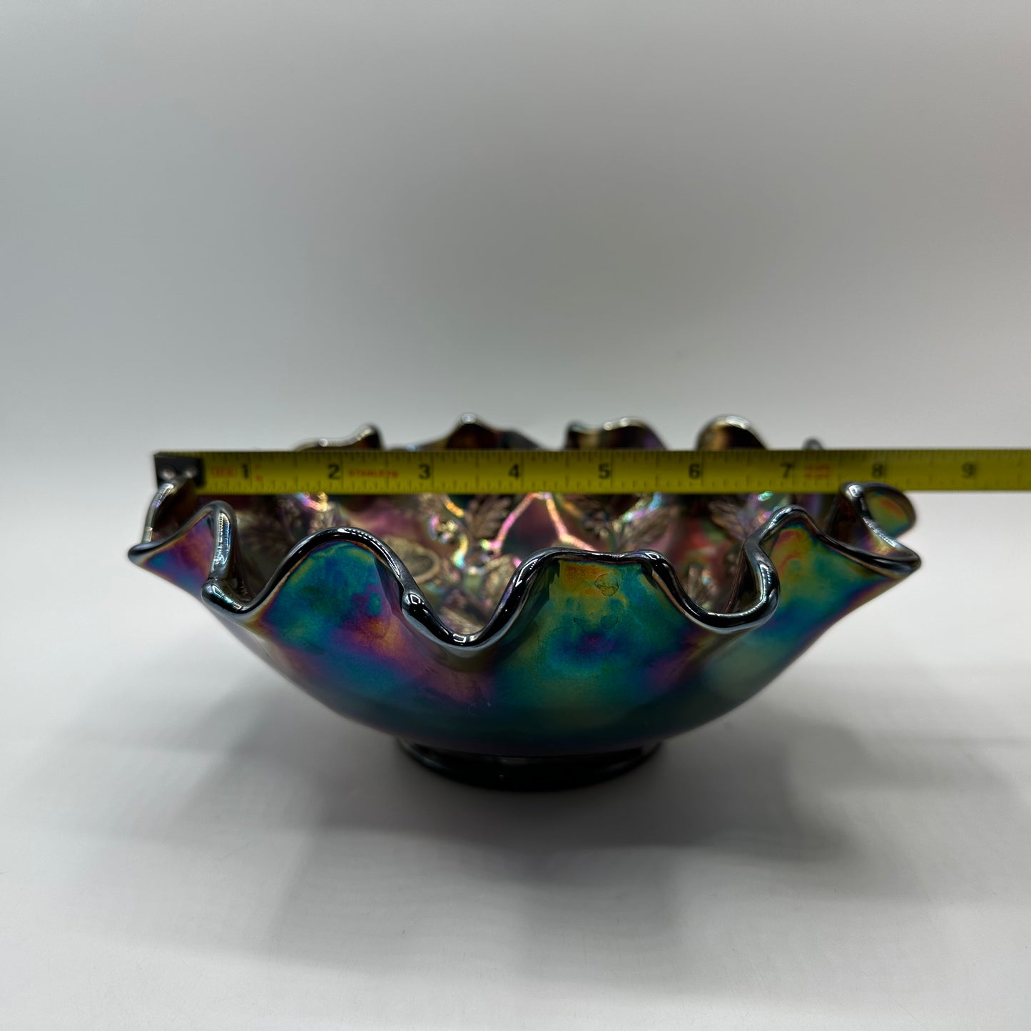 Fenton Amethyst Carnival Holly & Berries Bowl