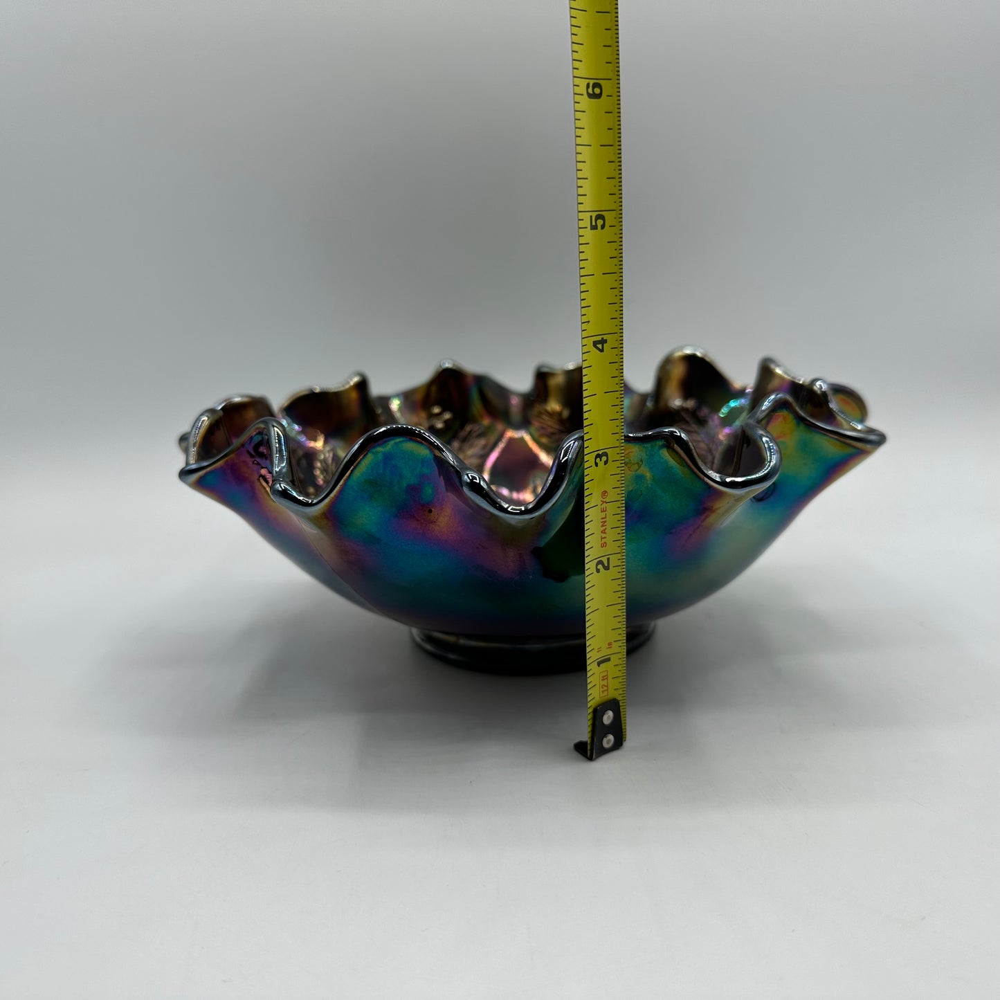 Fenton Amethyst Carnival Holly & Berries Bowl