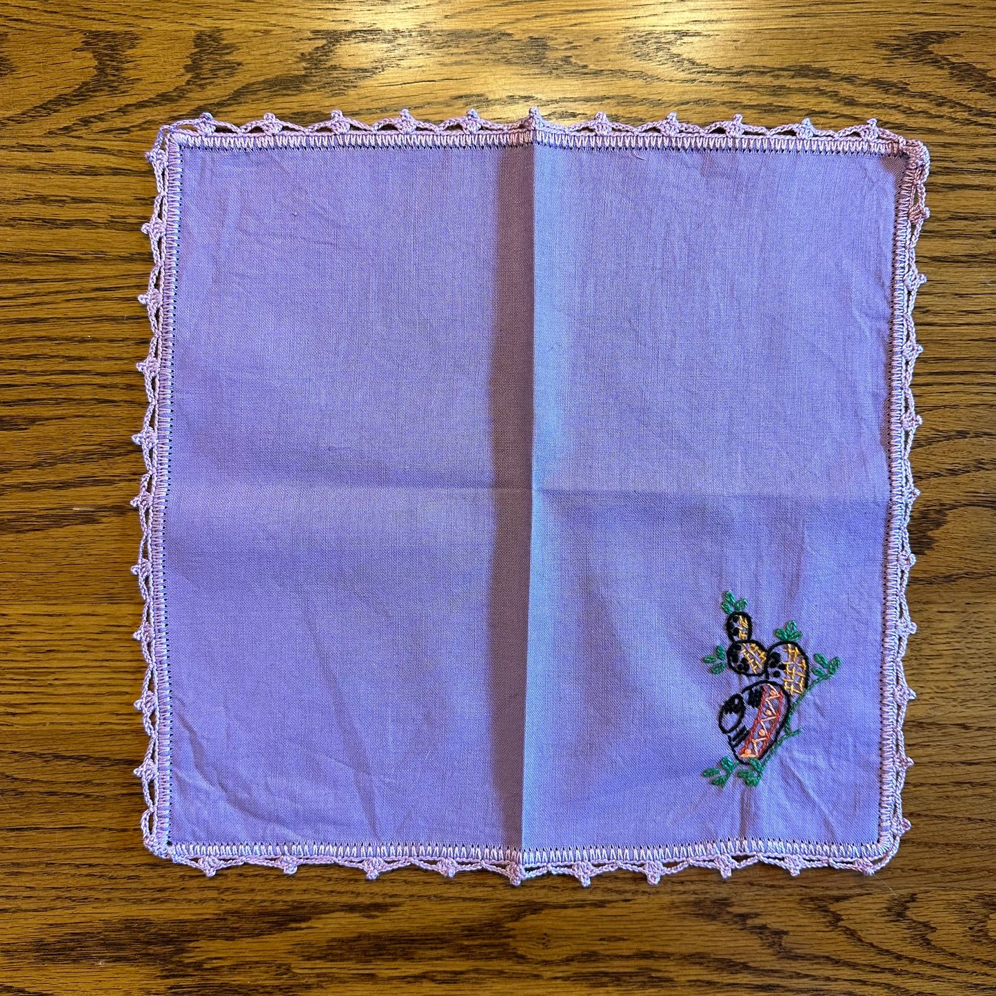 Lot of 3 Hankies with Cactus Design, Pink and Purple