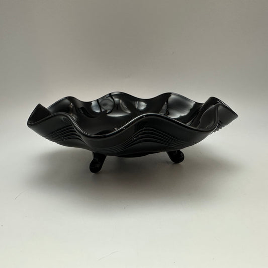 LE Smith Black Amethyst Footed Ruffled Edge Bowl
