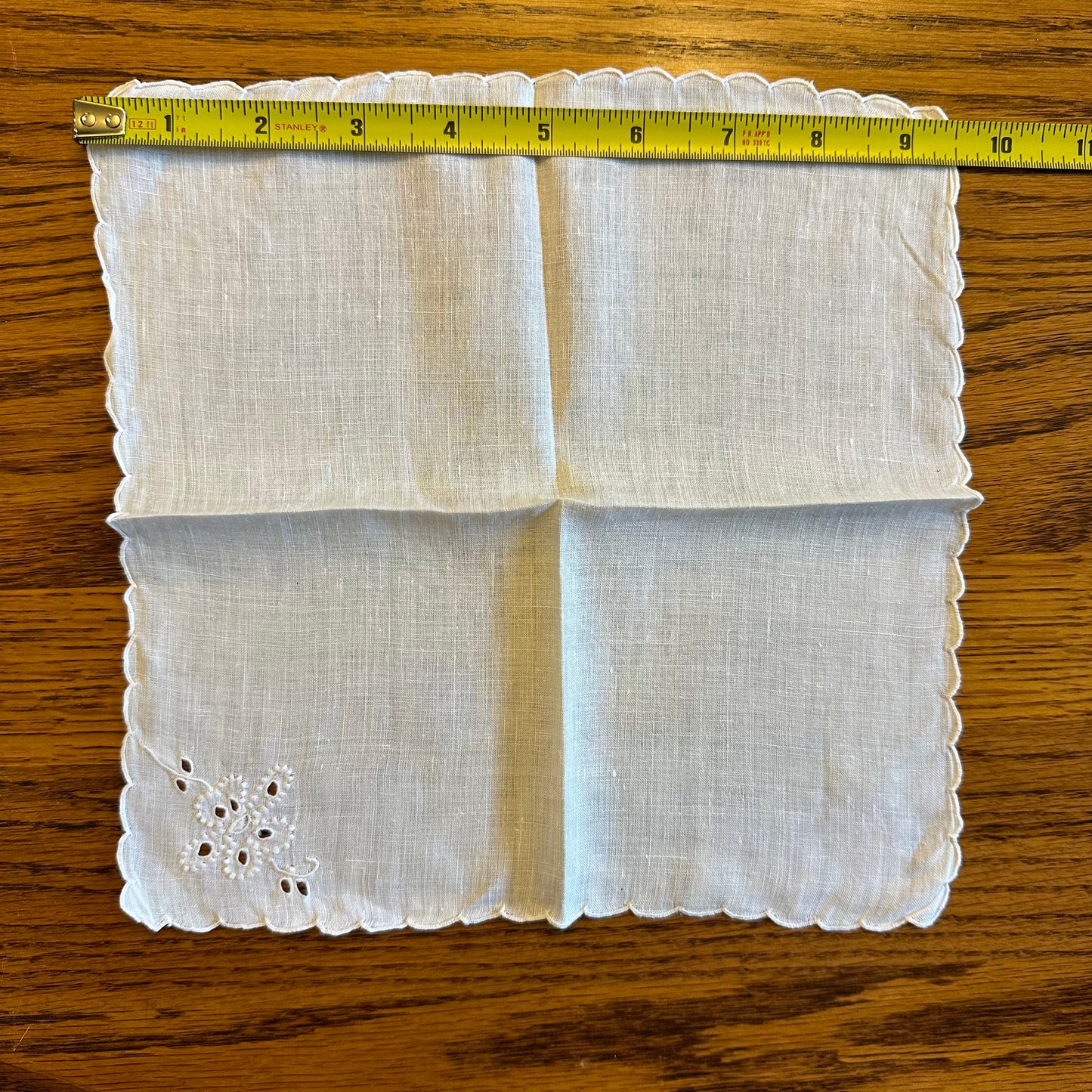 White Cotton Hankies, Floral Embroidery, Set of 5