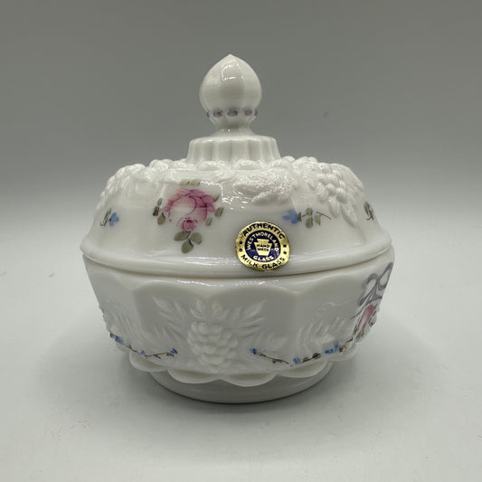 Westmoreland Roses & Bows Round Puff Box With Lid