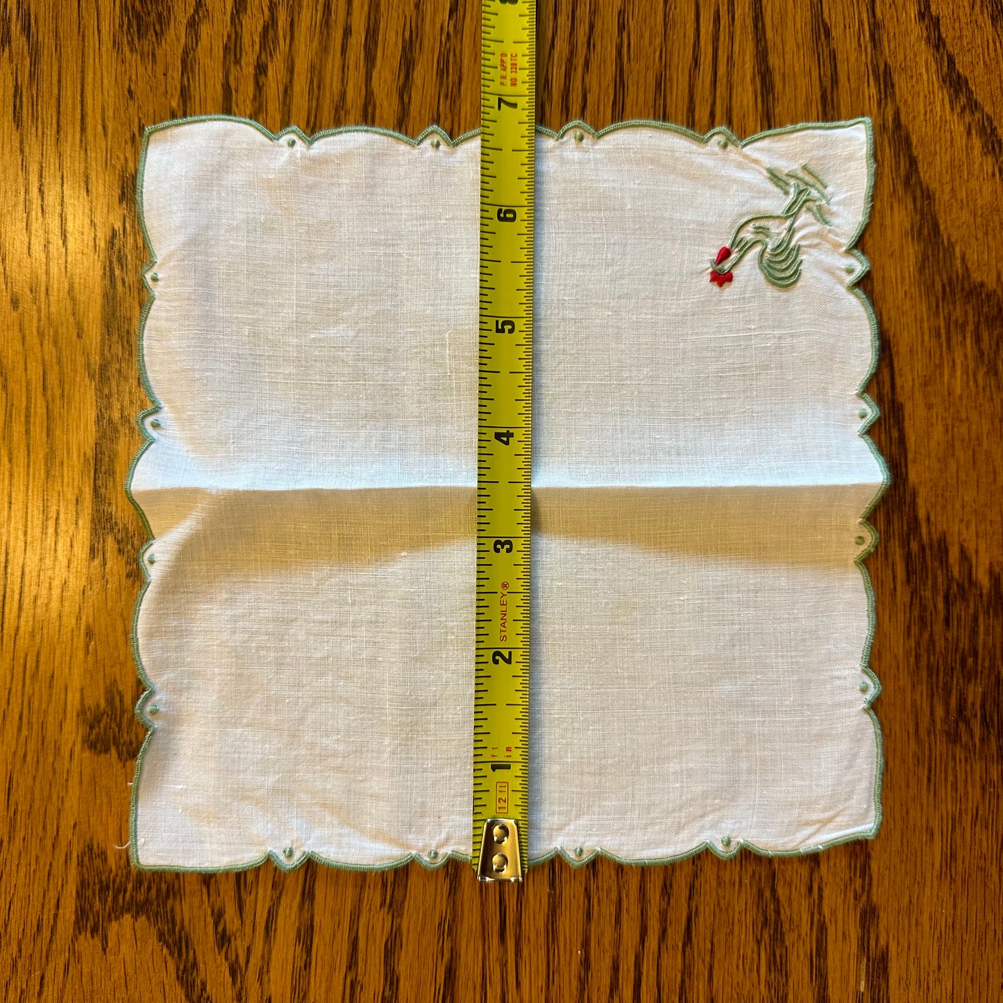 Embroidered Rooster Hankies and Cocktail Napkins, 3 of Each