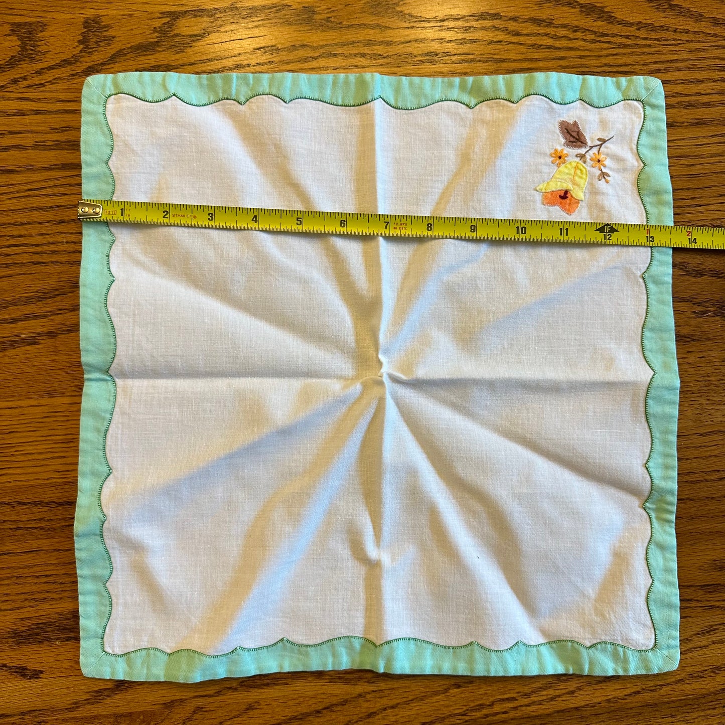 Applique and Embroidered Placemat & Matching Napkin, Floral Design