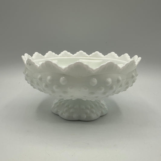 Fenton Hobnail Milk Glass Candle Bowl Centerpiece Candle Holder