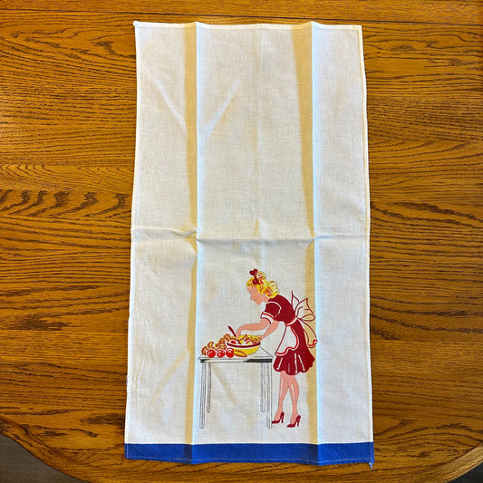 Linen Hand Towel, Woman Cooking