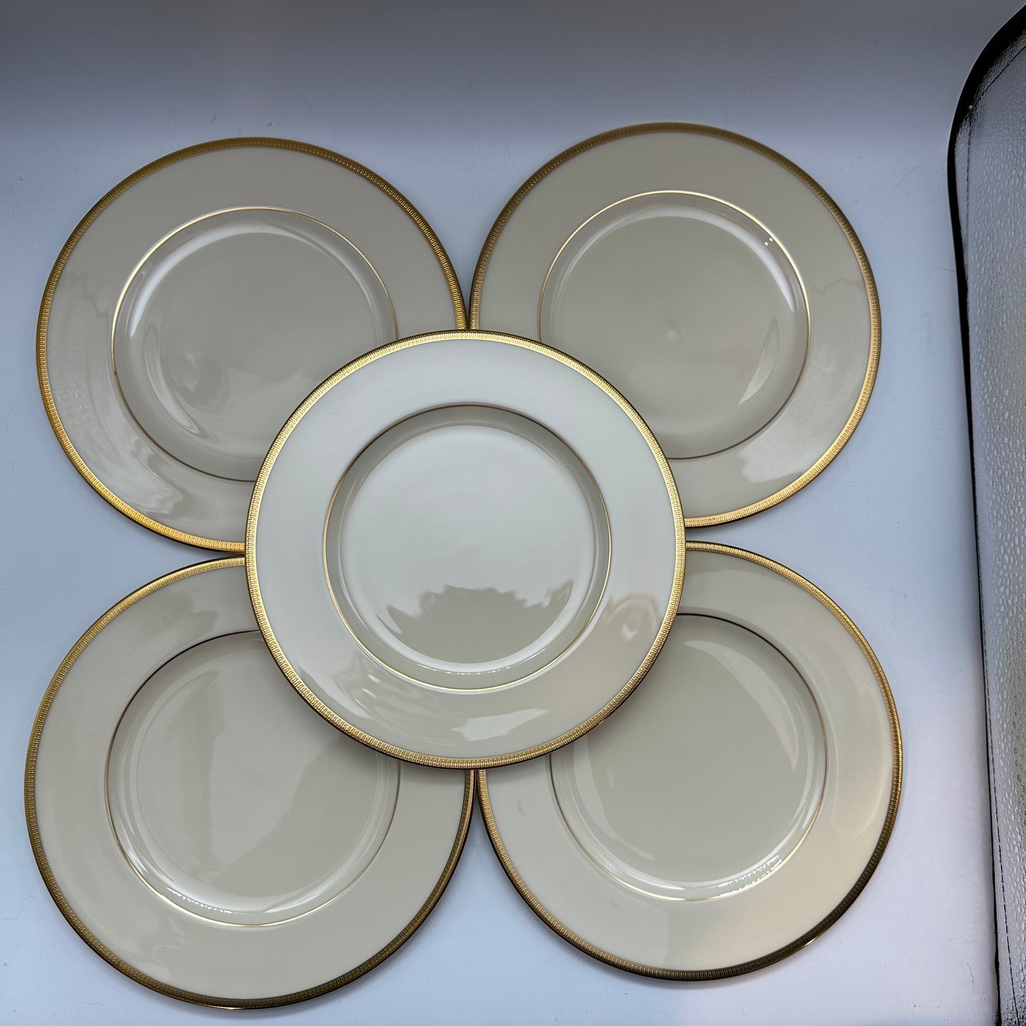 Lenox Tuxedo Salad Plates, Set of 5, Gold Back Stamp