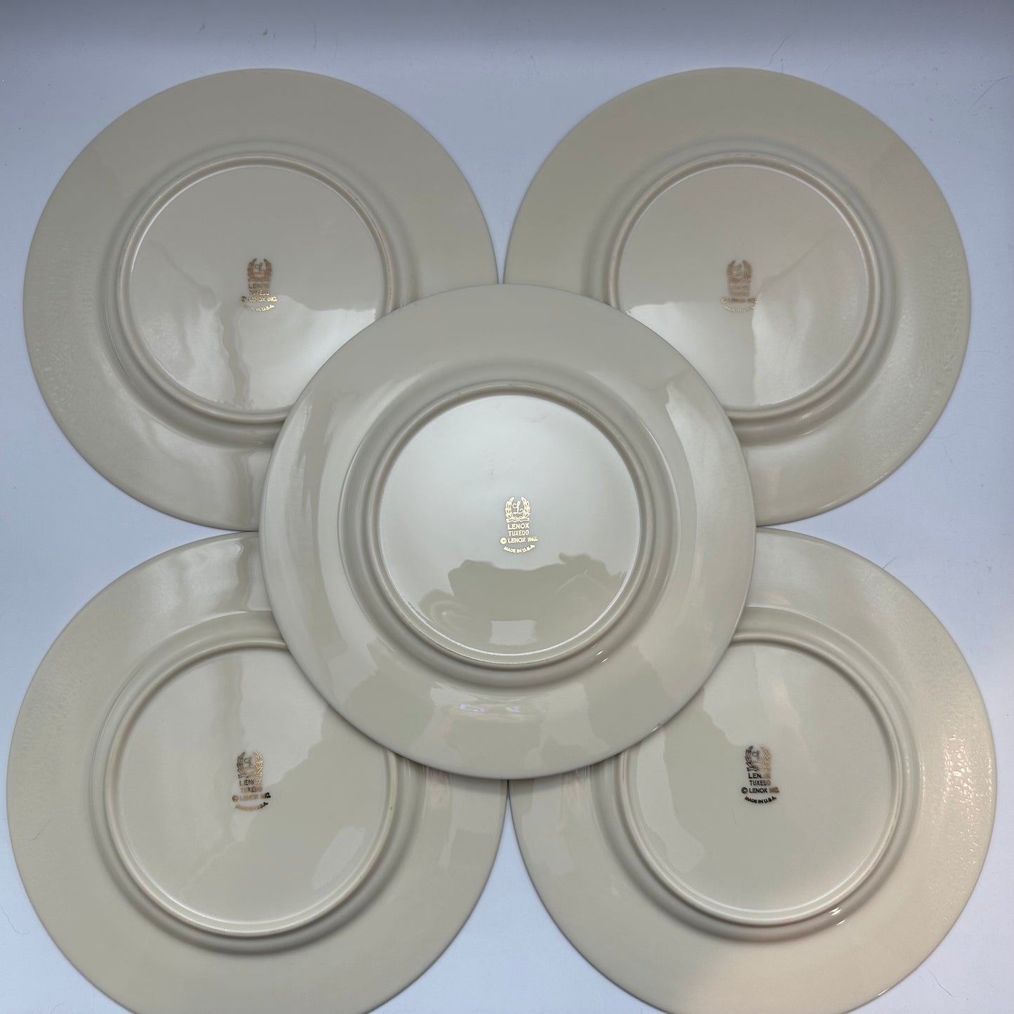 Lenox Tuxedo Salad Plates, Set of 5, Gold Back Stamp