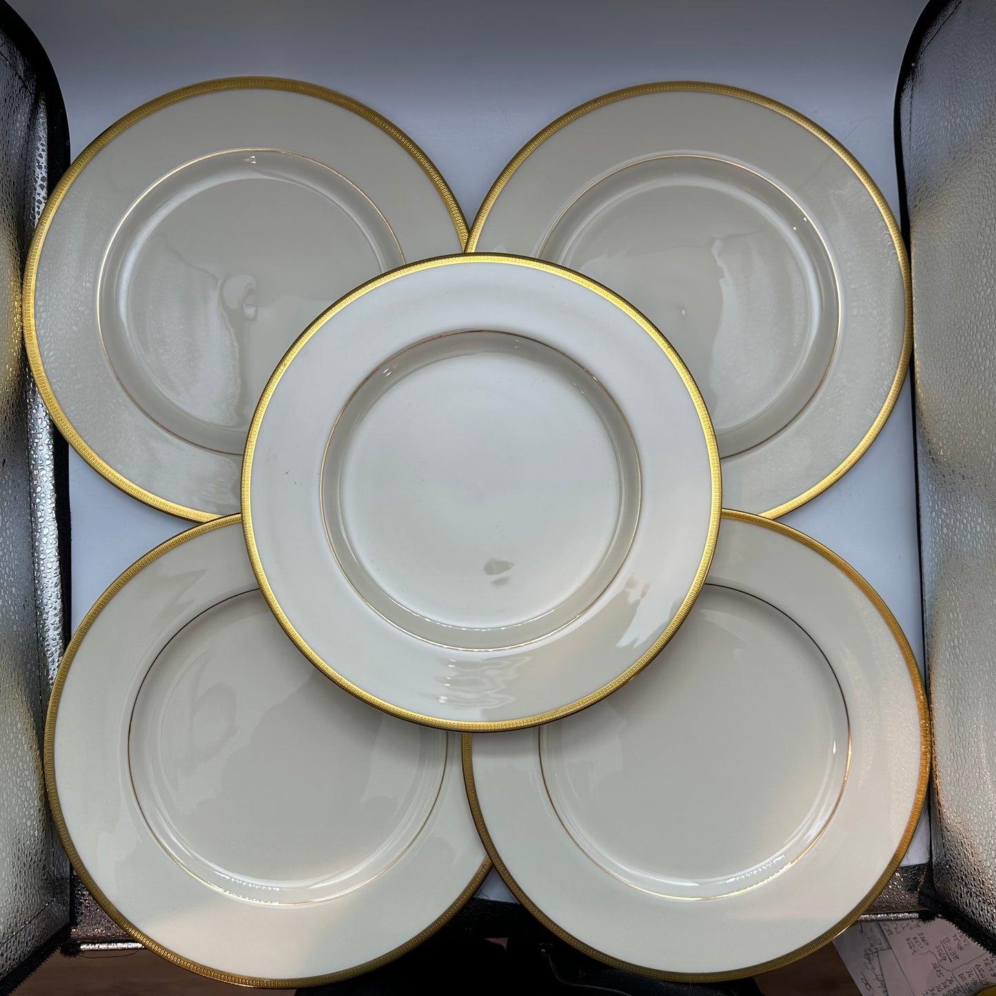 Lenox Tuxedo Dinner Plates, Set of 5, Gold Back Stamp