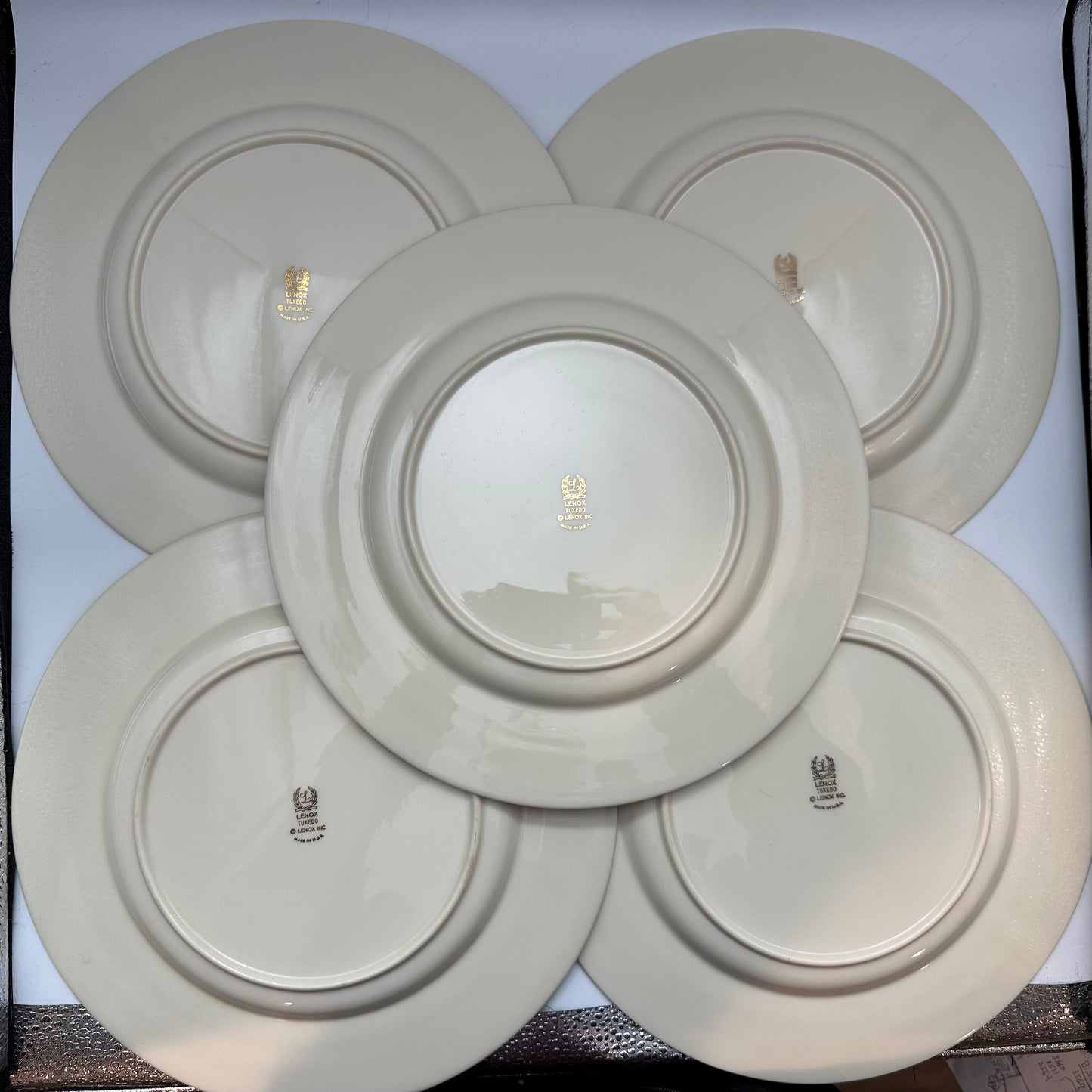 Lenox Tuxedo Dinner Plates, Set of 5, Gold Back Stamp