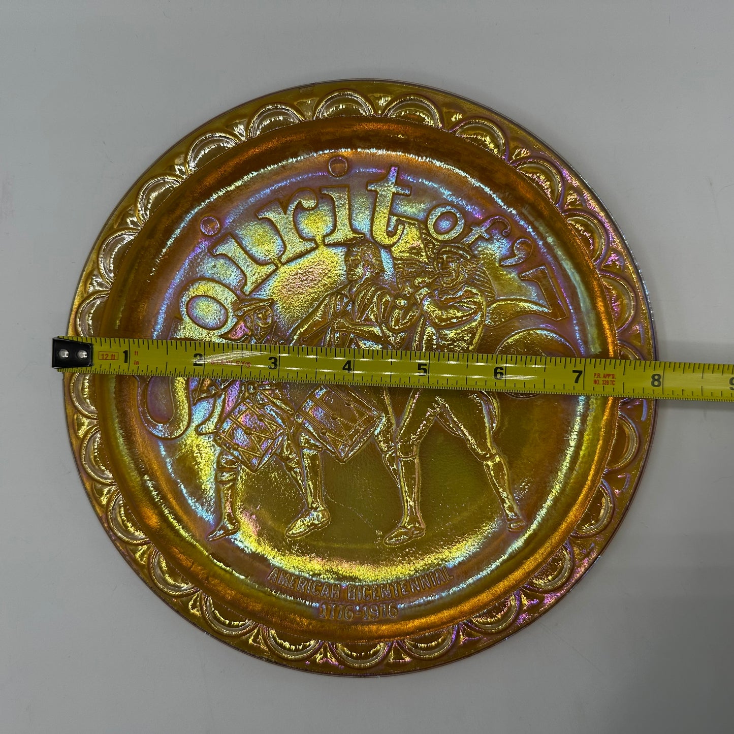 Indiana Glass "Spirit of '76" Amber Carnival Bicentennial Plate